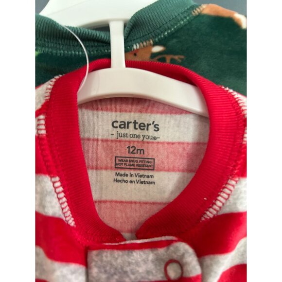 NWT Carter's Toddler Boys' 2pk Snug Fit Christmas Striped Santa Long Sleeve Flee - Picture 3 of 6